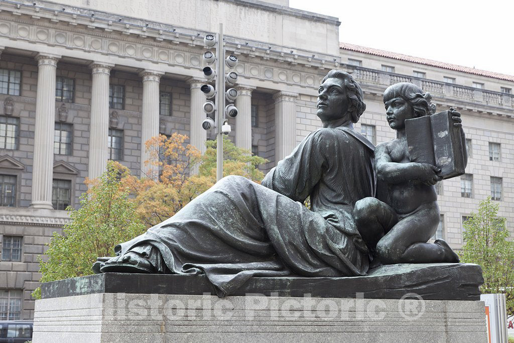 Washington, D.C. Photograph - Sculpture Liberty of Worship, Oscar S. Straus Memorial Fountain, by Adolph Alexander Weinman at The Environmental Protection Agency, Ronald Reagan Building