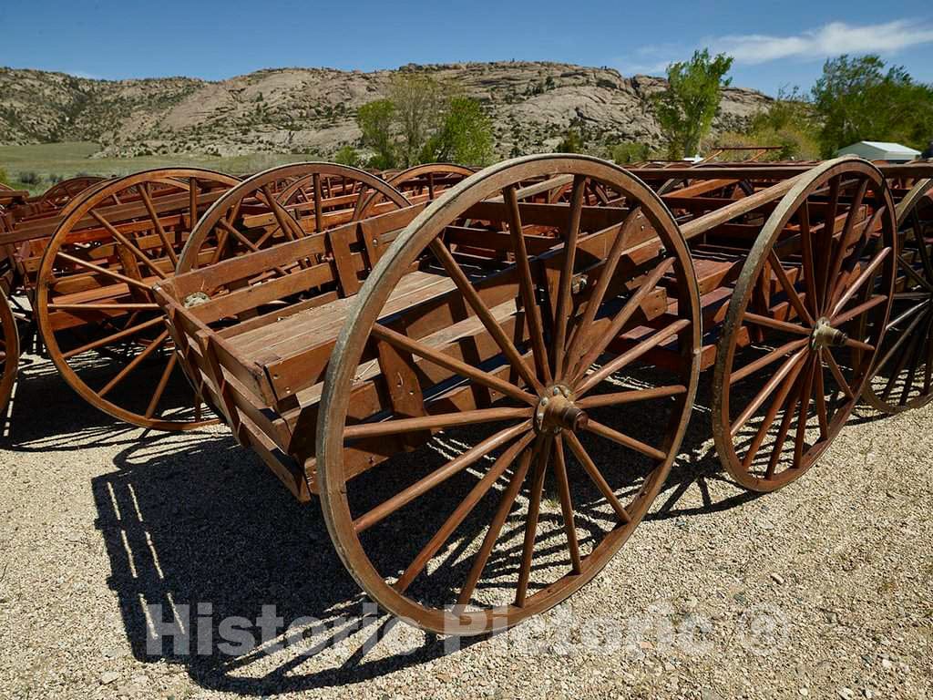 Photo - Old-Style handcarts at The Martin's Cove Mormon Handcart Historic site in Sweetwater County, Wyoming- Fine Art Photo Reporduction