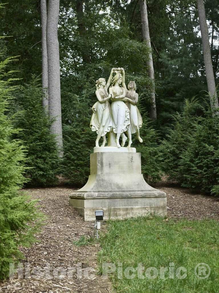 Photo - The Three Graces Statue at The Oldfields Estate, Also Known as The Lilly House and Gardens, at The Indianapolis Museum of Art in Indiana's Capital City