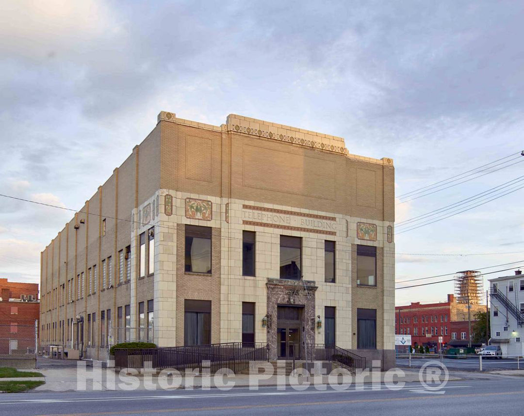 Photo - The 1929 Art Deco-Style Telephone Building in Newark, Ohio, housed The Offices and Telephone switchboards of The Newark Telephone Company- Fine Art Photo Reporduction