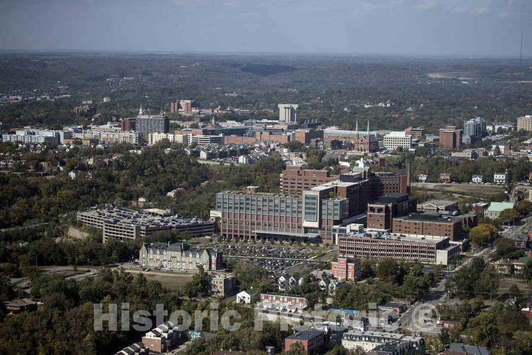Photo - Aerial View of Cincinnati, Ohio, with a Focus on Christ Hospital's Joint & Spine Center- Fine Art Photo Reporduction