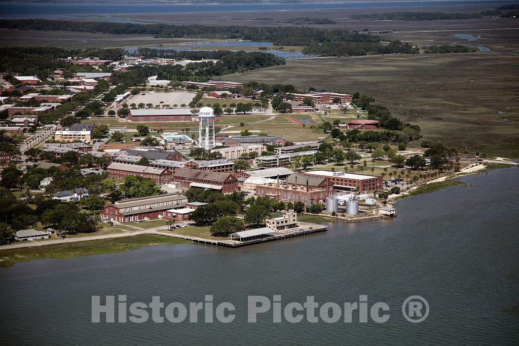 Photo- Aerial View of Marine Corps Recruit Depot Parris Island, commonly Known as just Parris Island, is an 8,095-acre U.S 1 Fine Art Photo Reproduction