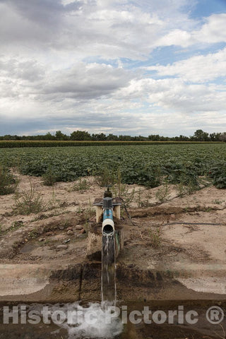 Photo - Drainage Ditch in a Pueblo County, Colorado, Farm Field- Fine Art Photo Reporduction