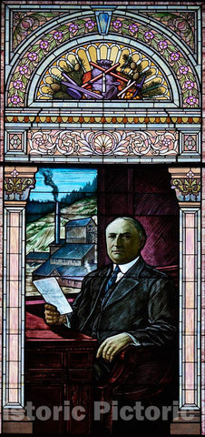 Photo - Stained-Glass Depiction of Early 20th-Century U.S. Senator, and Colorado Mining magnate, Samuel D. Nicholson in The Colorado Capitol' Senate Wing in Denver
