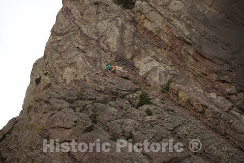 Photo - Climbers, high on a Cliff in Boulder County, Colorado's, Eldorado Canyon- Fine Art Photo Reporduction