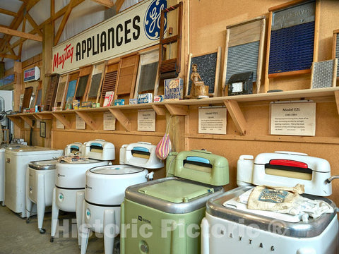 Photo- Just a smidge of The More Than 1,400 Washing Machines and wash Products on Display at Lee Maxwell's Washing Machine Museum in Little Eaton, Colorado. Newly Retired, Mr
