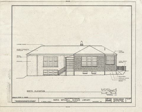 Blueprint HABS Mass,10-NANT,101- (Sheet 4 of 11) - Maria Mitchell Association, Science Library, 2 Vestal Street, Nantucket, Nantucket County, MA