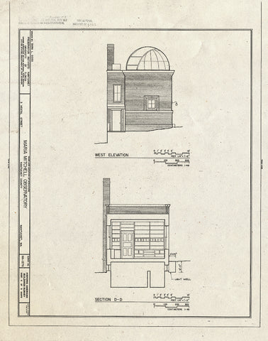 Blueprint HABS Mass,10-NANT,100- (Sheet 6 of 8) - Maria Mitchell Observatory, 3 Vestal Street, Nantucket, Nantucket County, MA