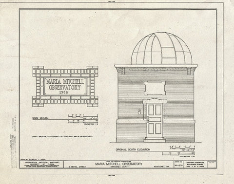 Blueprint HABS Mass,10-NANT,100- (Sheet 7 of 8) - Maria Mitchell Observatory, 3 Vestal Street, Nantucket, Nantucket County, MA