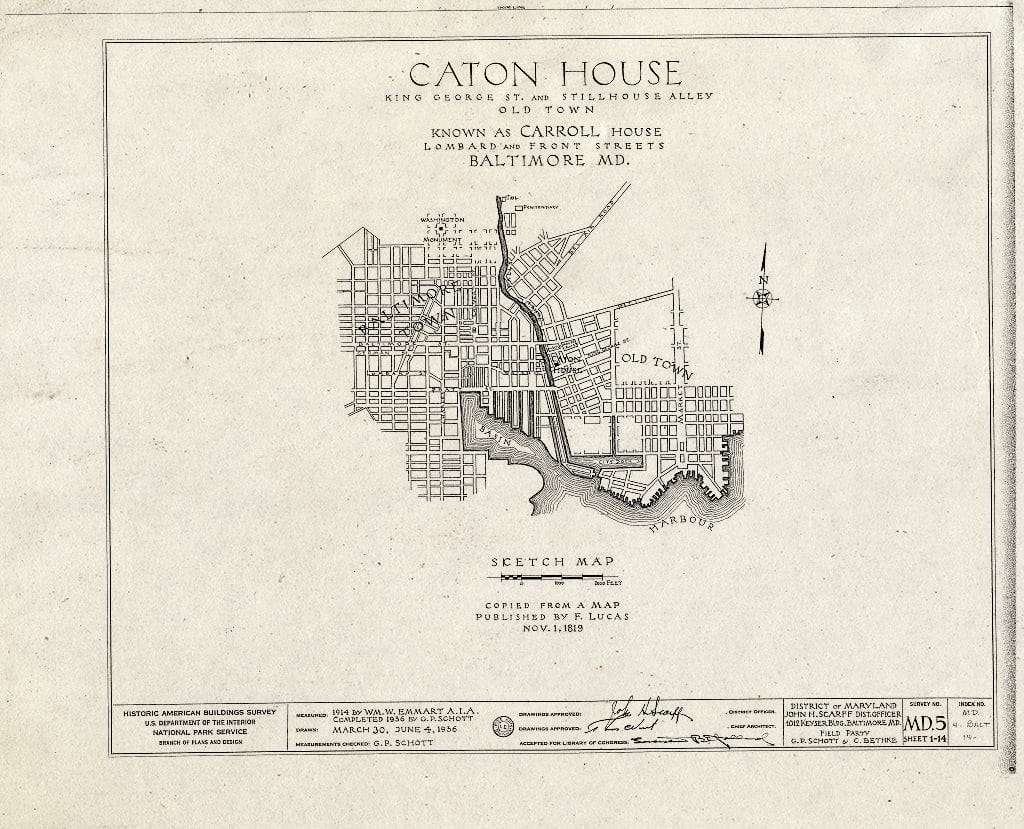 Blueprint HABS MD,4-BALT,14- (Sheet 0 of 14) - Caton House, Lombard & South Front Streets, Baltimore, Independent City, MD