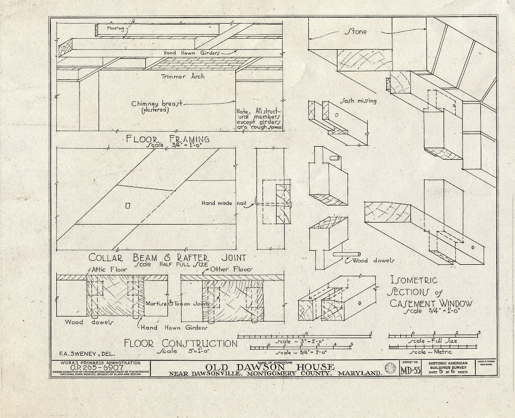 Blueprint HABS MD,16-DAWV.V,1- (Sheet 5 of 6) - Dawson House, 15200 Sugarland Road, Dawsonville, Montgomery County, MD