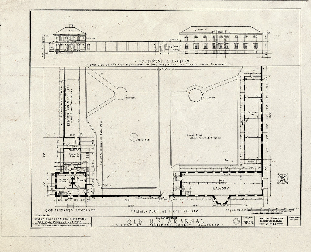 Blueprint HABS MD,3-PIKV,1- (Sheet 2 of 14) - U.S. Arsenal, Reisterstown Road, Pikesville, Baltimore County, MD