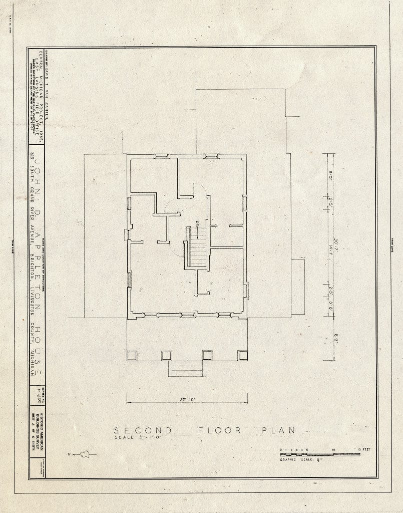 Blueprint HABS MICH,47-BRIG,1- (Sheet 3 of 6) - John D. Appleton House, 325 South Grand River Avenue, Brighton, Livingston County, MI