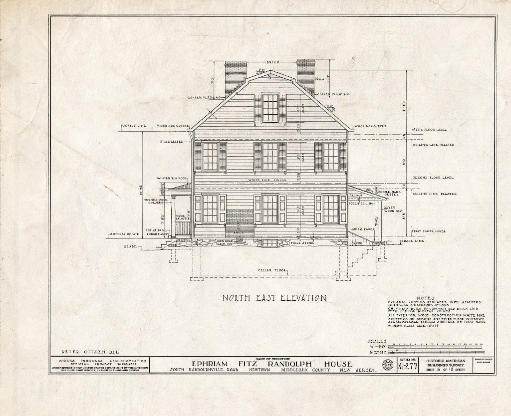 Blueprint HABS NJ,12-NEBRU.V,1- (Sheet 6 of 13) - Ephraim Fitz-Randolph House, South Randolphville Road, Newtown, Middlesex County, NJ