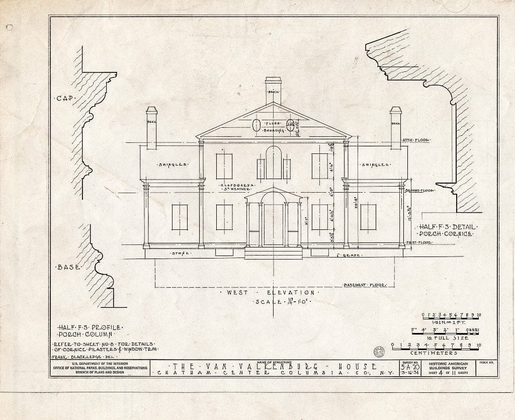 Blueprint HABS NY,11-CHATC,1- (Sheet 4 of 11) - John Van Walkenburg House, State Route 66, Chatham Center, Columbia County, NY