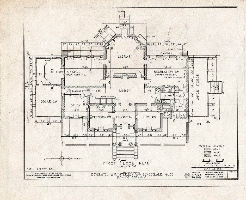 Blueprint HABS NY,42-RENLA,1- (Sheet 2 of 14) - Beverwyck, Washinghton Avenue Extension, Rensselaer, Rensselaer County, NY