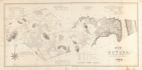 Historical Wall Map - Rowley, Massachusetts, Surveyed and Drawn by Philander Anderson, 1830