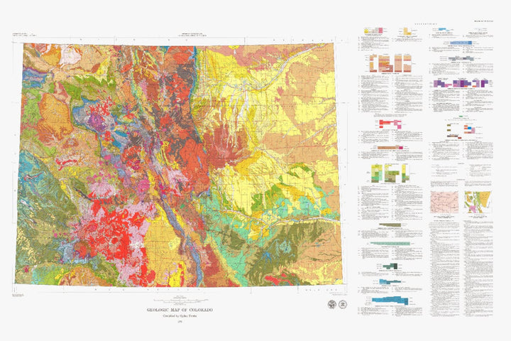 Colorado Geological Rocks Geologic map of Colorado, 1979, With Legend – Historic Pictoric
