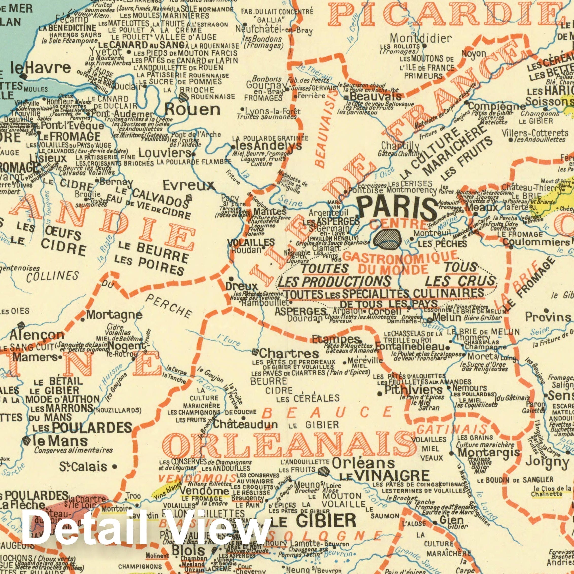 Map : France 1951, Carte gastronomique et vinicole de la France (Gastronomic and wine map of France)