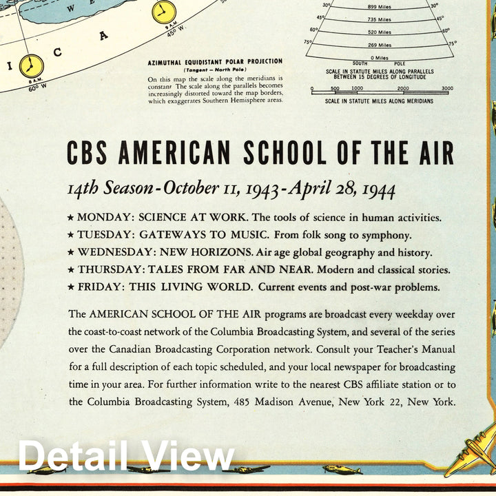 Historic Map CBS American School of the Air, Air Age Map of the Worl