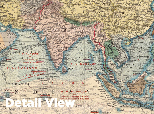 Historic Map - Map of The World, 1900, - Vintage Wall Art