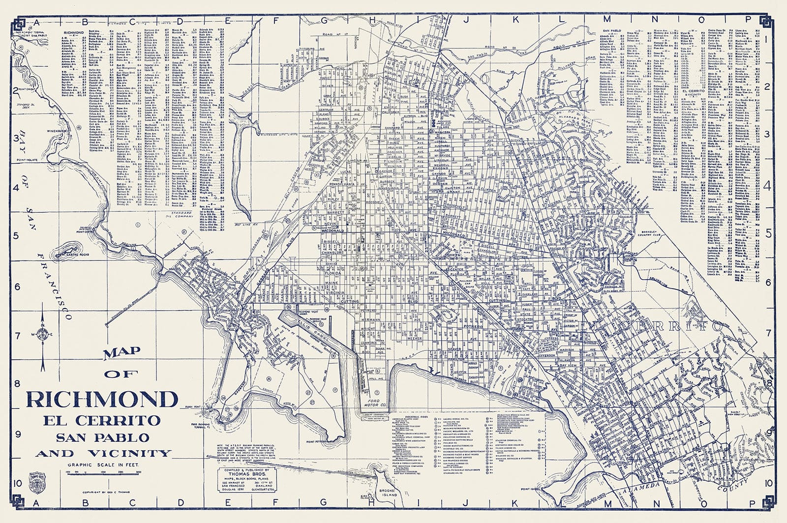 Historic Map - 1938 Map of Richmond, El Cerrito, San Pablo, and Vicinity, California. - Vintage Wall Art