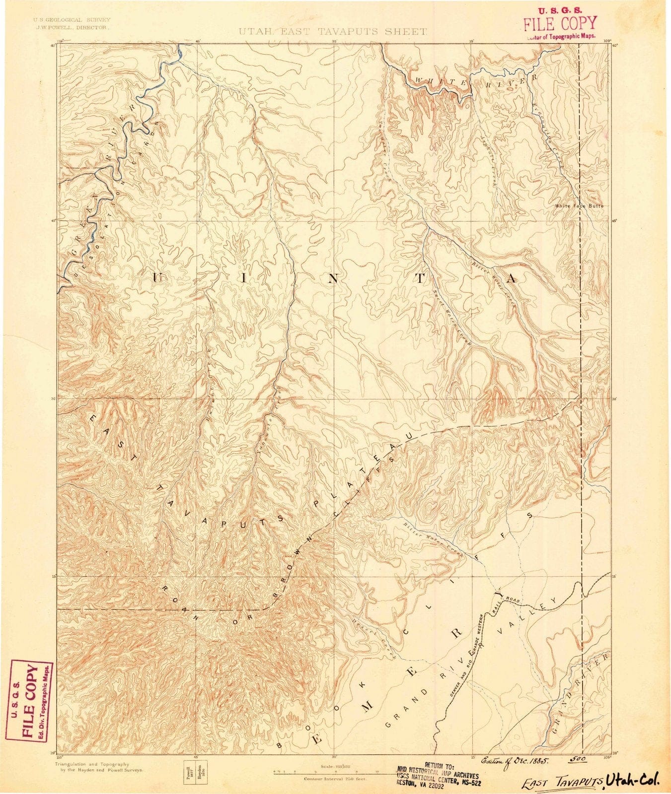 1885 East Tavaputs, CO - Colorado - USGS Topographic Map