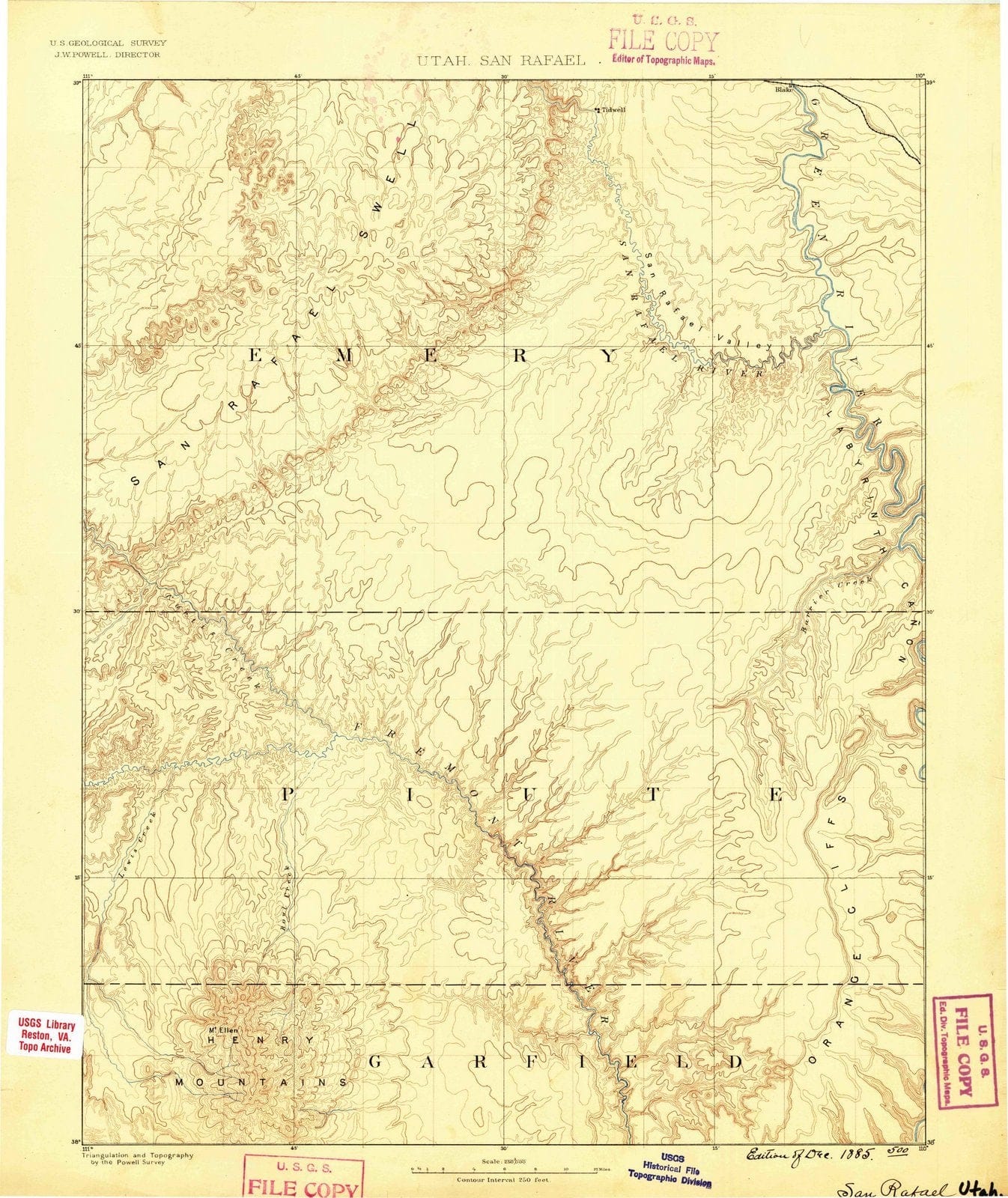 1885 San Rafael , UT - Utah - USGS Topographic Map
