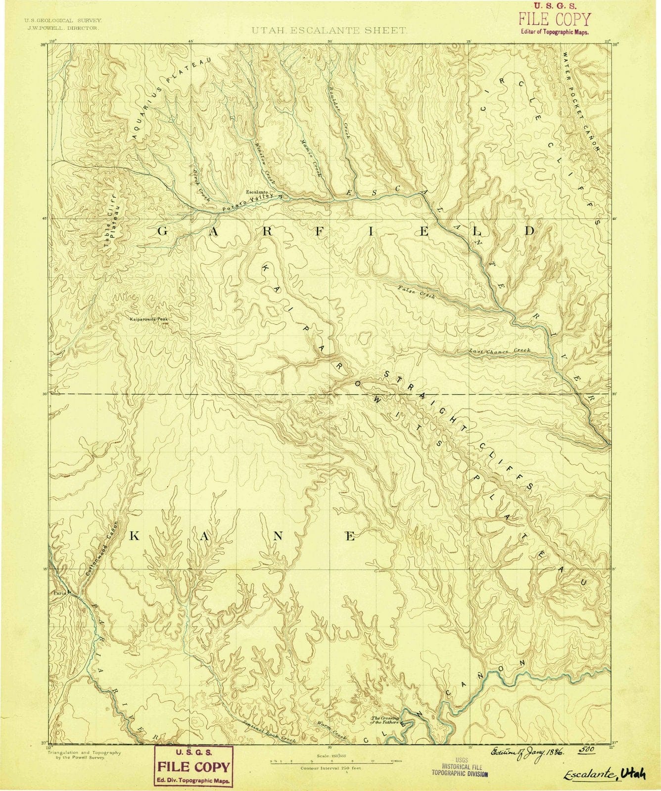 1886-Escalante-UT-Utah-USGS-Topographic-Map -HistoricPictoric