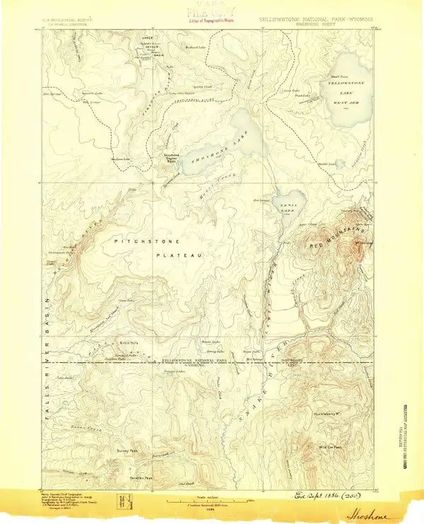 1886 Shoshone, WY - Wyoming - USGS Topographic Map