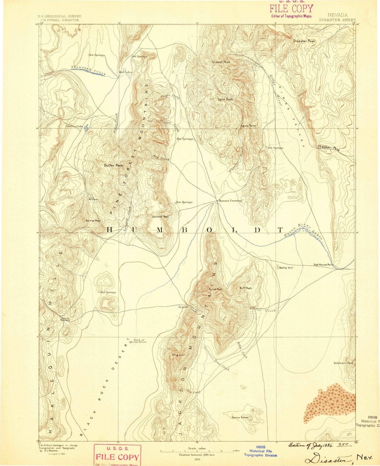 1886 Disaster, NV - Nevada - USGS Topographic Map | HistoricPictoric