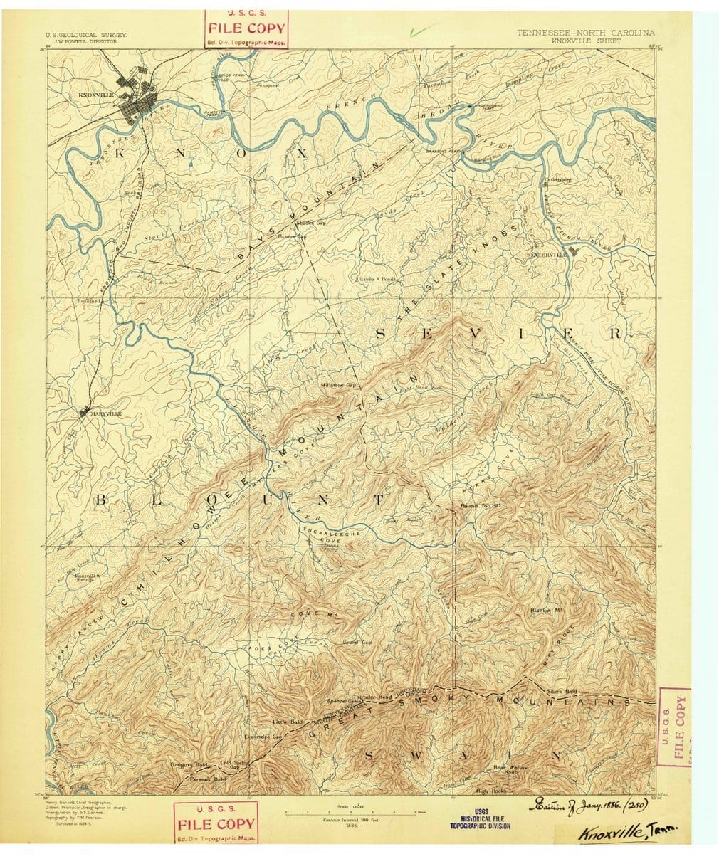 1886 Knoxville, TN -Tennessee-USGS Topographic Map | HistoricPictoric