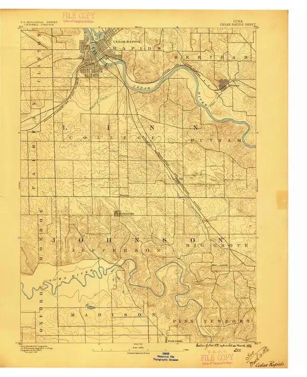 1887 Cedar Rapids, IA  - Iowa - USGS Topographic Map