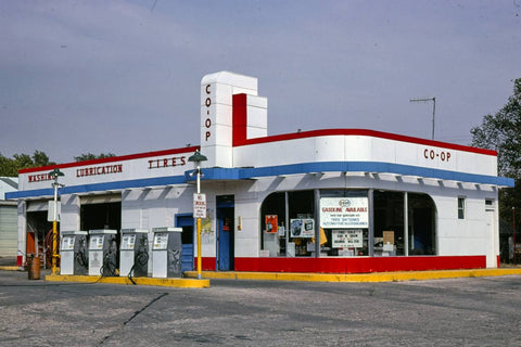 Historic Photo : 1979 Co-Op gas station, Cimarron, Kansas | Margolies | Roadside America Collection | Vintage Wall Art :
