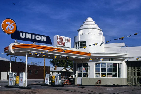 Historic Photo : 1979 Union 76 gas station, 4th & Stone, Tucson, Arizona | Margolies | Roadside America Collection | Vintage Wall Art :
