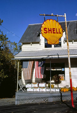 Historic Photo : 1976 Shell Gas sign and general store, Olivebridge, New York | Margolies | Roadside America Collection | Vintage Wall Art :