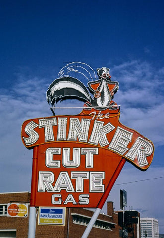 Historic Photo : 1980 Stinker Cut-Rate Gas sign, Boise, Idaho | Margolies | Roadside America Collection | Vintage Wall Art :