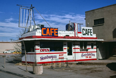 Historic Photo : 1979 Stork Cafe, 3rd Street, Route 66, Winslow, Arizona | Margolies | Roadside America Collection | Vintage Wall Art :