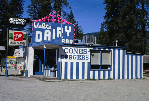 Historic Photo : 1987 Walt's Dairy Bar, Route 10, Saint Regis, Montana | Margolies | Roadside America Collection | Vintage Wall Art :