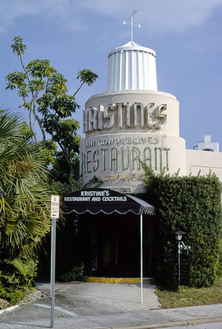 Historic Photo : 1990 Kristine's Restaurant, vertical corner detail, Route 1, Lake Worth, Florida | Margolies | Roadside America Collection | Vintage Wall Art :