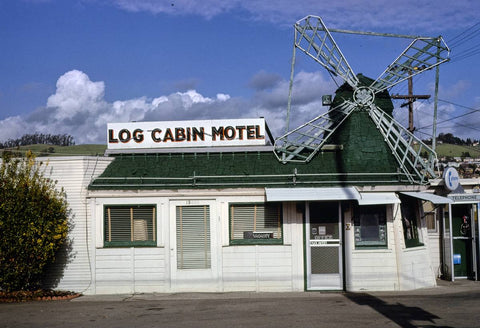 Historic Photo : 1978 Log Cabin Motel Office, San Leandro, California | Margolies | Roadside America Collection | Vintage Wall Art :