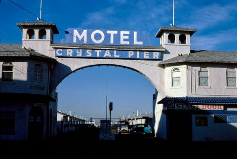 Historic Photo : 1985 Motel Crystal Pier, entrance, Pacific Beach, California | Margolies | Roadside America Collection | Vintage Wall Art :