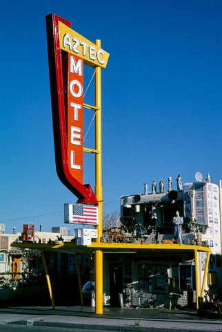 Historic Photo : 2003 Aztec Motel, office and sign, Route 66, Albuquerque, New Mexico | Margolies | Roadside America Collection | Vintage Wall Art :