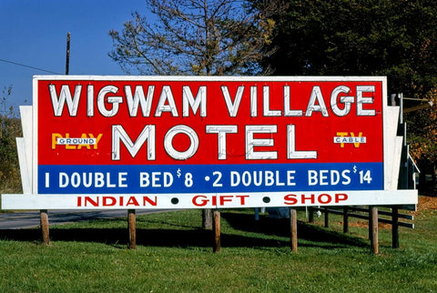 Historic Photo : 1979 Wigwam Village Number 2 billboard, Route 31W, Cave City, Kentucky | Margolies | Roadside America Collection | Vintage Wall Art :