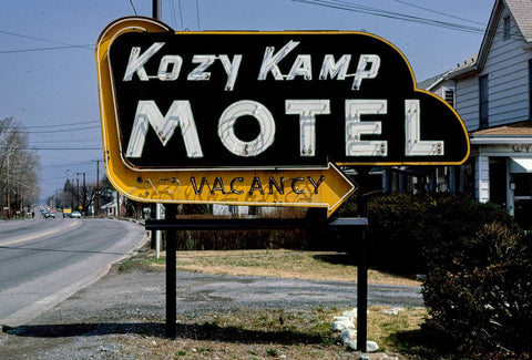Historic Photo : 1980 Kozy Kamp Motel sign, La Vale, Maryland | Margolies | Roadside America Collection | Vintage Wall Art :