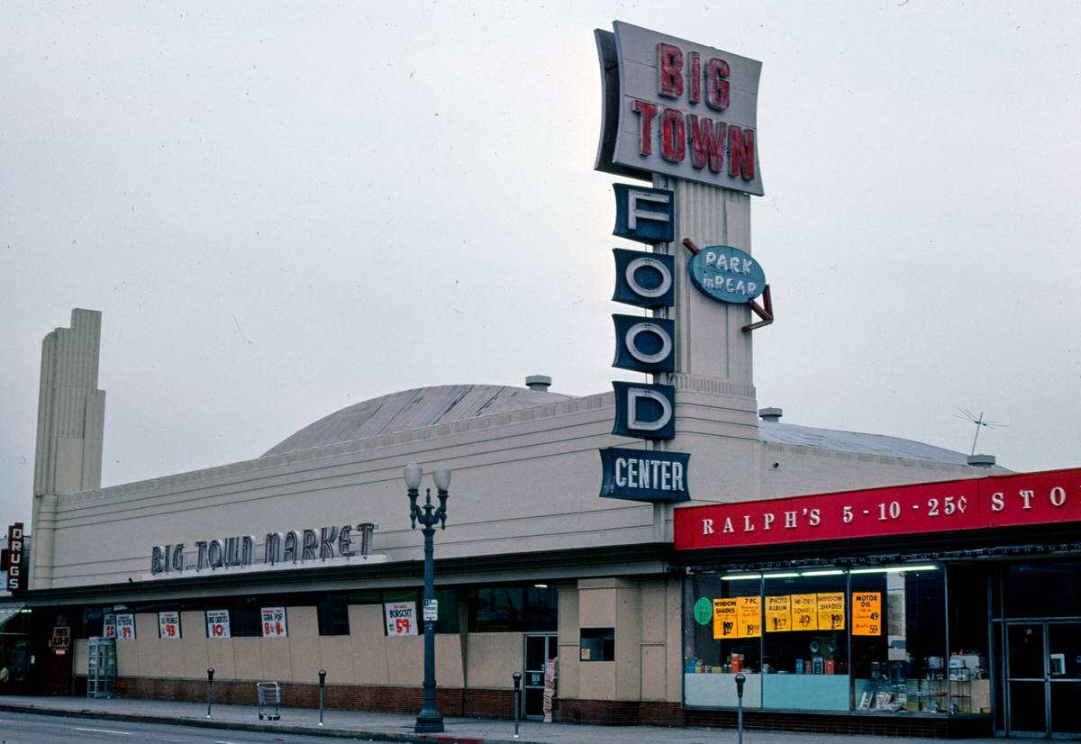 Historic Photo : 1976 Big Town Food Center, Pico & La Cienega, Los Angeles, California | Margolies | Roadside America Collection | Vintage Wall Art :