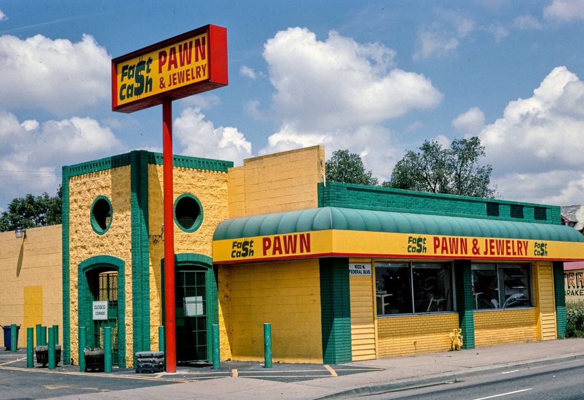 Historic Photo : 2004 Fast Cash Pawn & Jewelry, Federal Boulevard, Denver, Colorado | Margolies | Roadside America Collection | Vintage Wall Art :