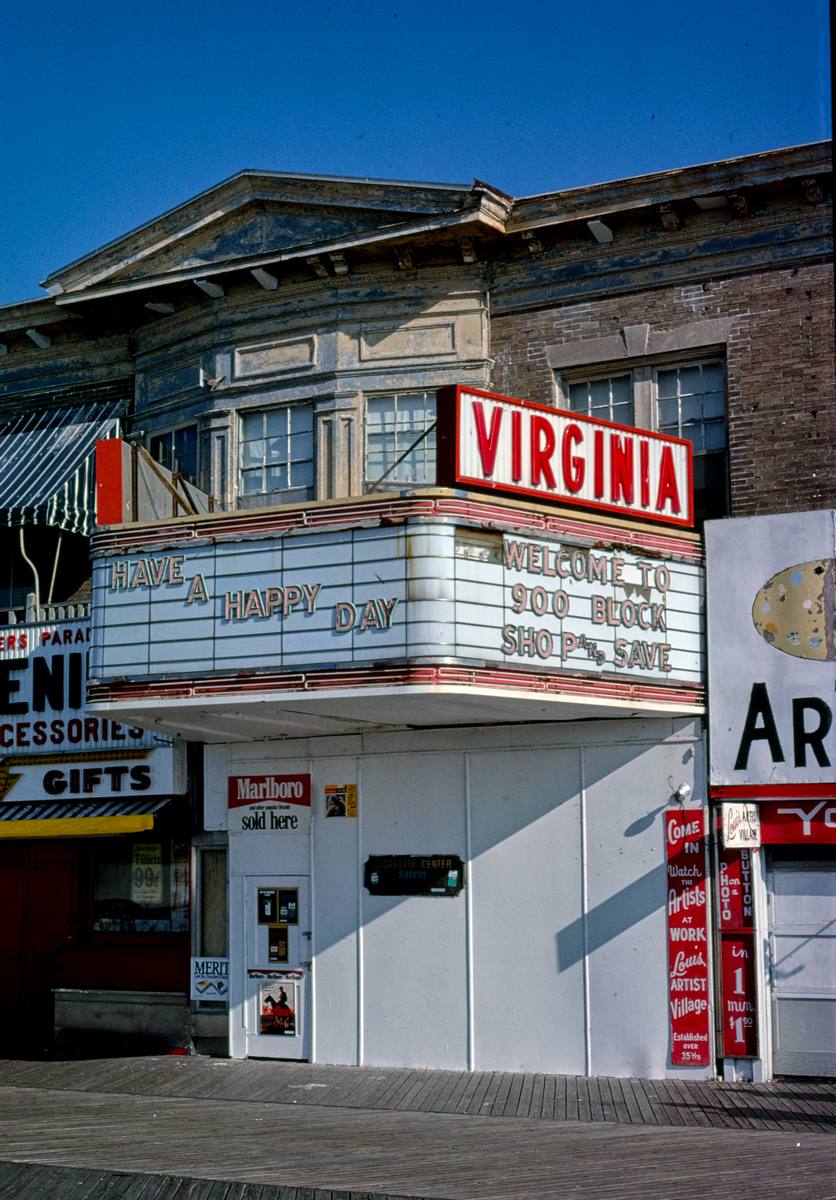 Historic Photo : 1978 Virginia Theater, vertical, The Boardwalk, Atlantic City, New Jersey | Margolies | Roadside America Collection | Vintage Wall Art :