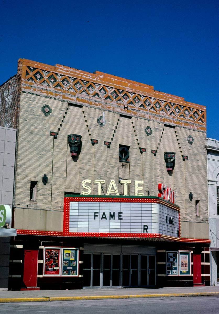 Historic Photo : 1980 State Theater, angle front, Washington Street, Bay City, Michigan | Margolies | Roadside America Collection | Vintage Wall Art :