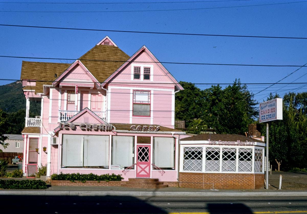 Historic Photo : 1991 Henne's Homemade Candy, Ice Cream, State Street, Ukiah, California | Margolies | Roadside America Collection | Vintage Wall Art :